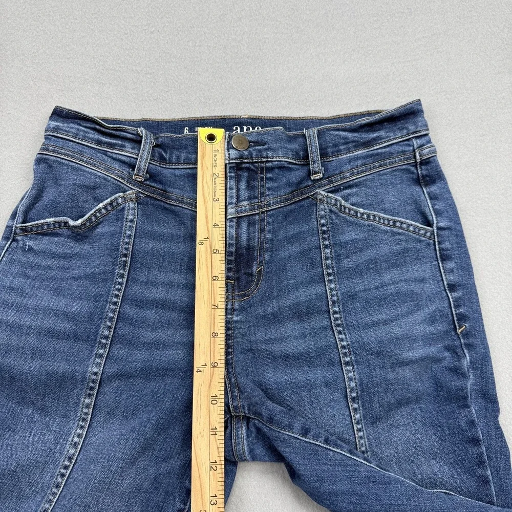 ANA Women's‎ Jeans Size 6 High Rise Stretch Panel Straight Leg Crop Raw Hem
